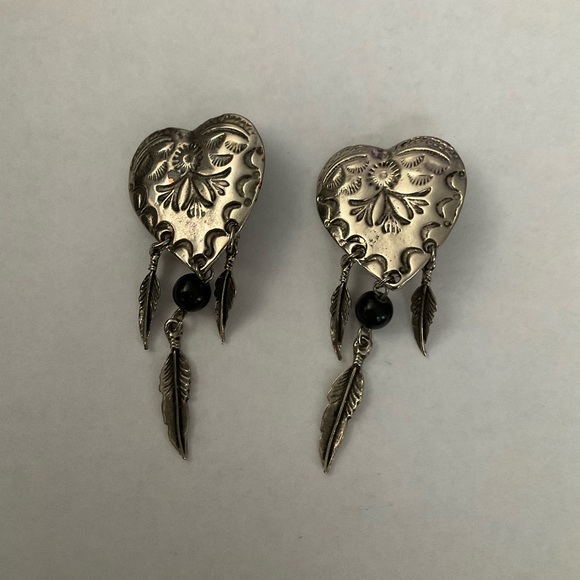 Vintage Jewelry - VINTAGE CLIP ON SOUTHWESTERN STYLE EARRINGS